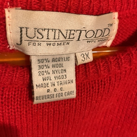 Vintage 90s Soft Wool Blend Holiday Xmas Red Sweater Size 3X Women’s Plus Size - Picture 5 of 9